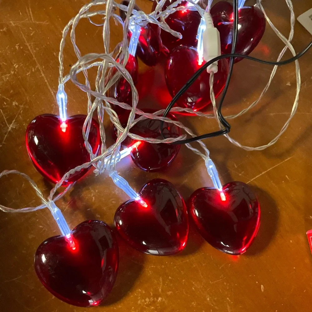 Mini Seasonal Indoor 3D Plastic 10 Heart String Led Lights